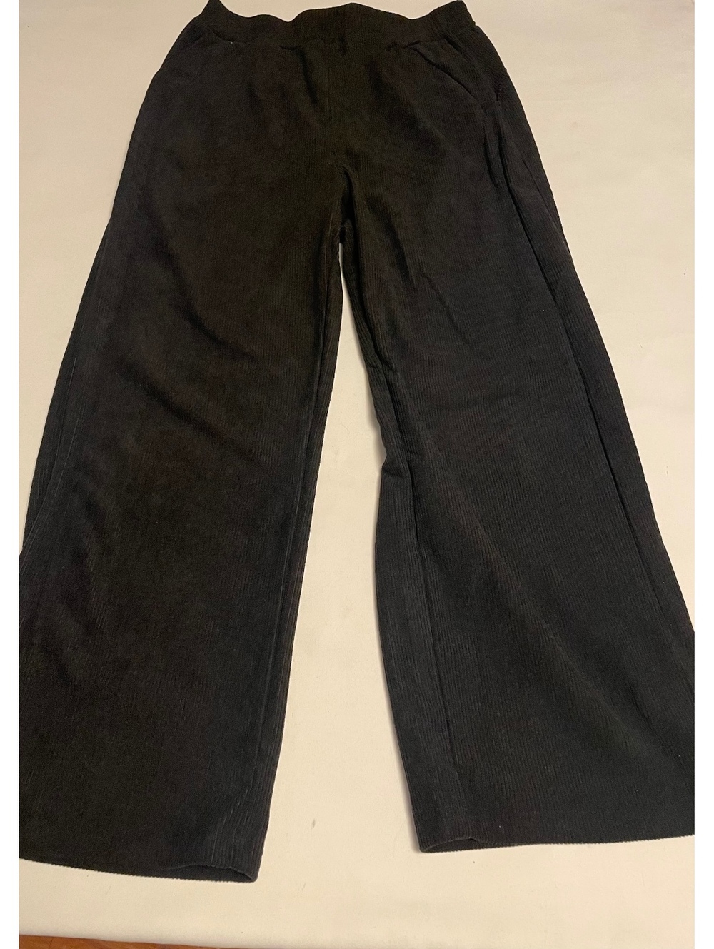 Halara Women's Black Wide Leg Corduroy Pants with Elastic Waist